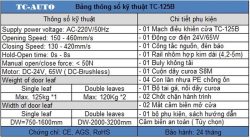 Bảng thông số cửa tự động Tc-125B Series II