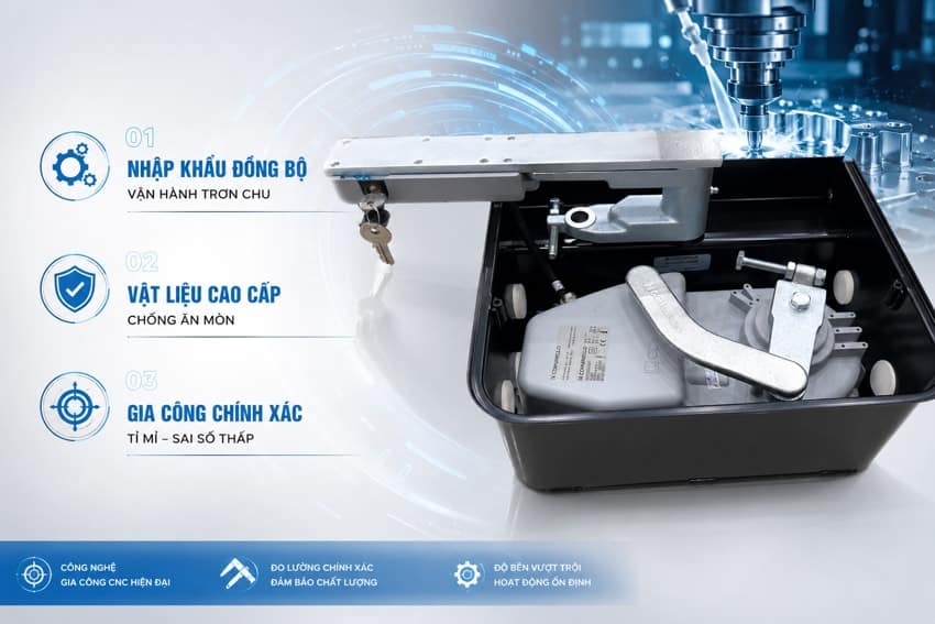cổng âm sàn tự động Comunello nhập đồng bộ từ Ý